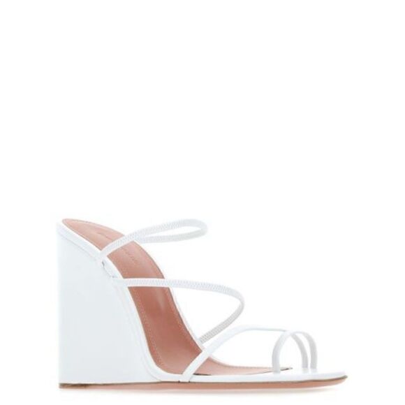 [amina muaddi] BNWT Naima white wedge sandal #5 - Picture 1 of 11